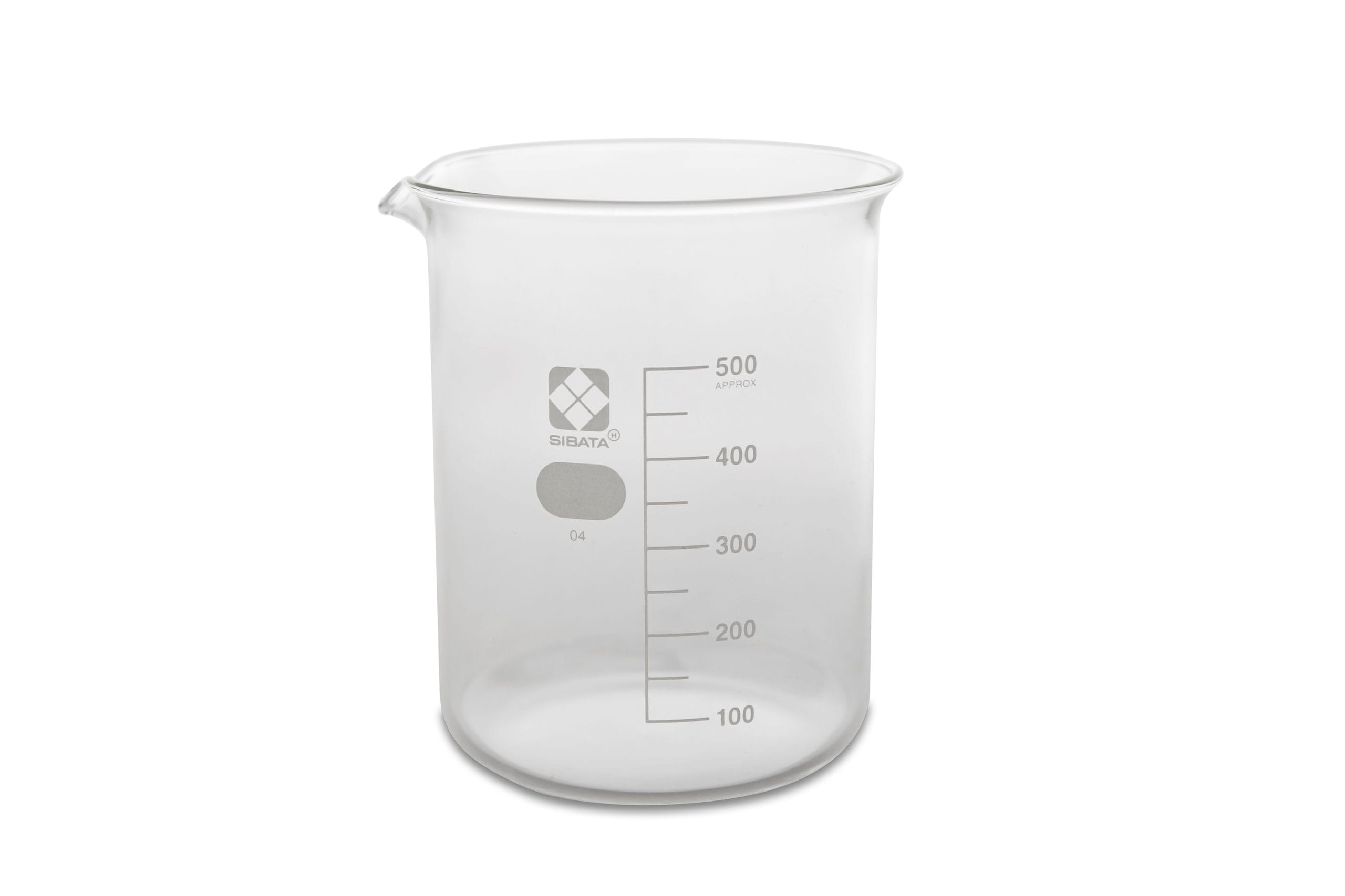 SIBATA Glass Beaker, 500 mL, pk10