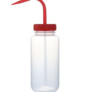 Wash Bottles Color Coded Wide Mouth, 500mL, Clear/Red