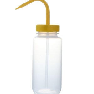 Wash Bottles Color Coded Wide Mouth, 500mL, Clear/Yellow