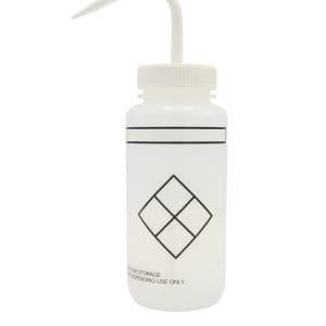 Wash Bottles Safety Labeled, Self Venting, Wide Mouth, 500mL, Self Labeling, Clear/Clear