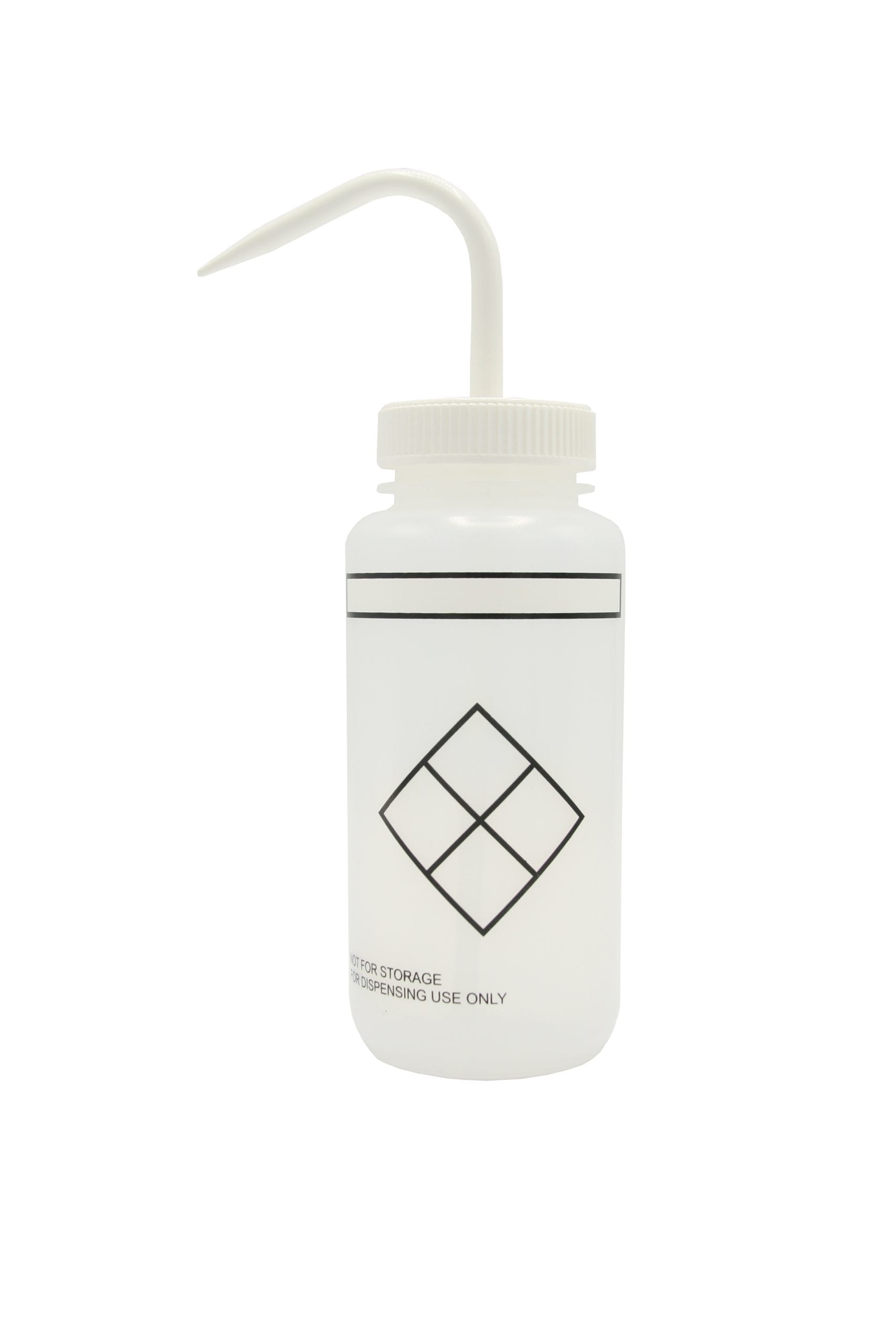 Wash Bottles Safety Labeled, Self Venting, Wide Mouth, 500mL, Self Labeling, Clear/Clear