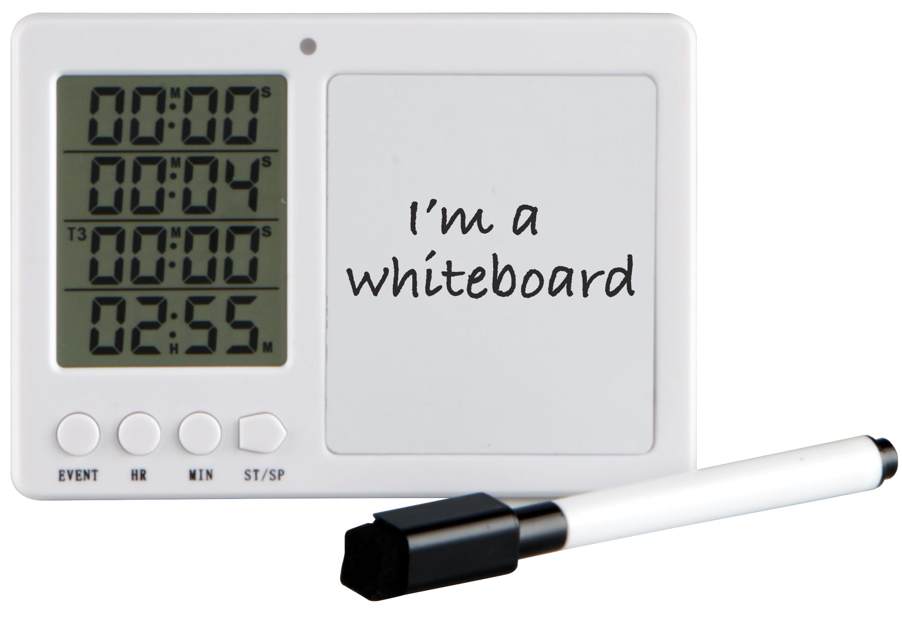 Lab Alert® Timer with Whiteboard and Pen, White
