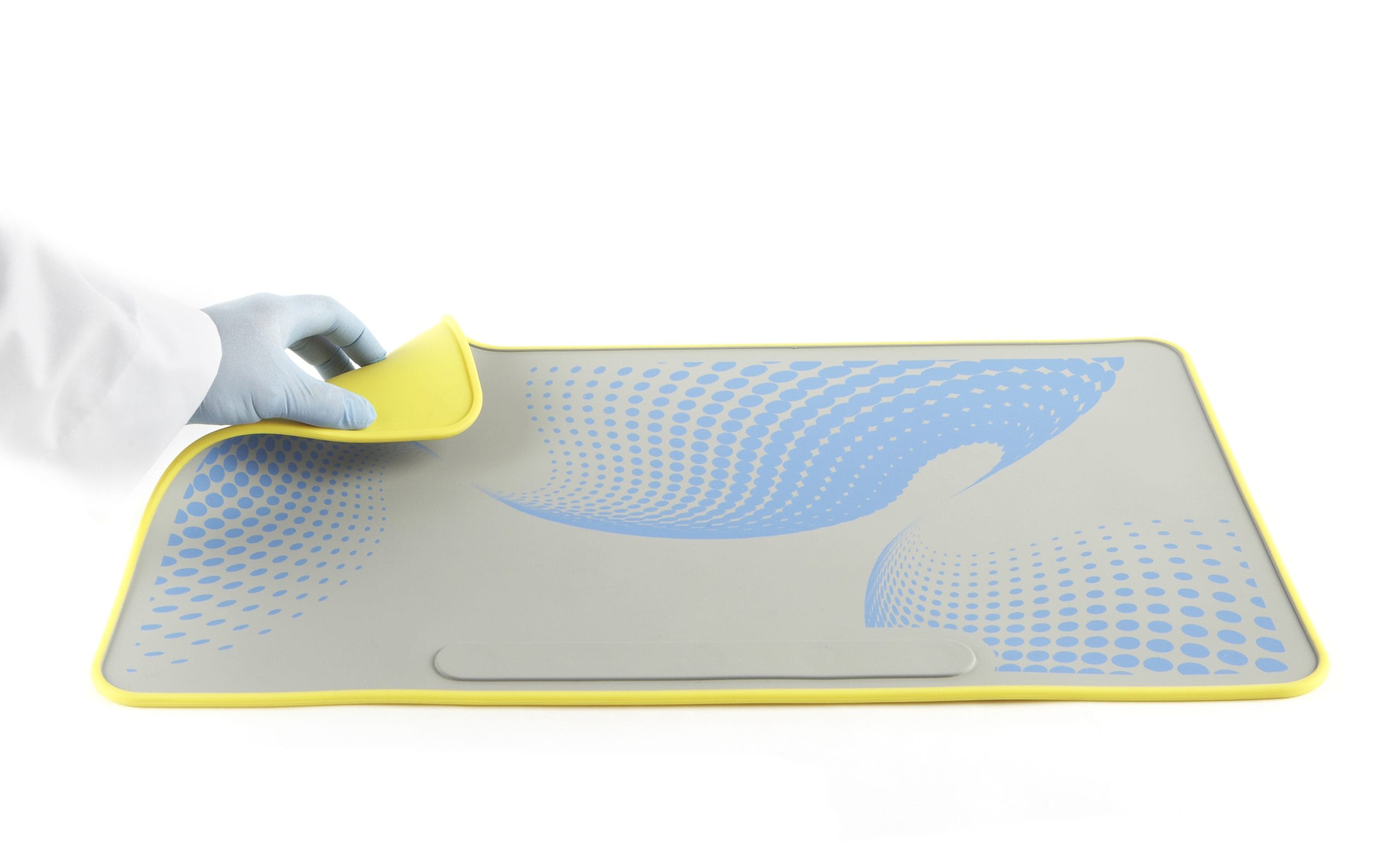 Lab Mat, Silicone Bench Protector, Yellow-Grey/Blue