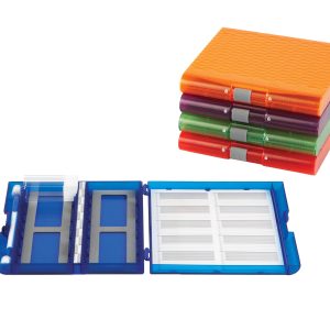 Premium Plus Slide Box, 100 place, translucent assorted, pk5