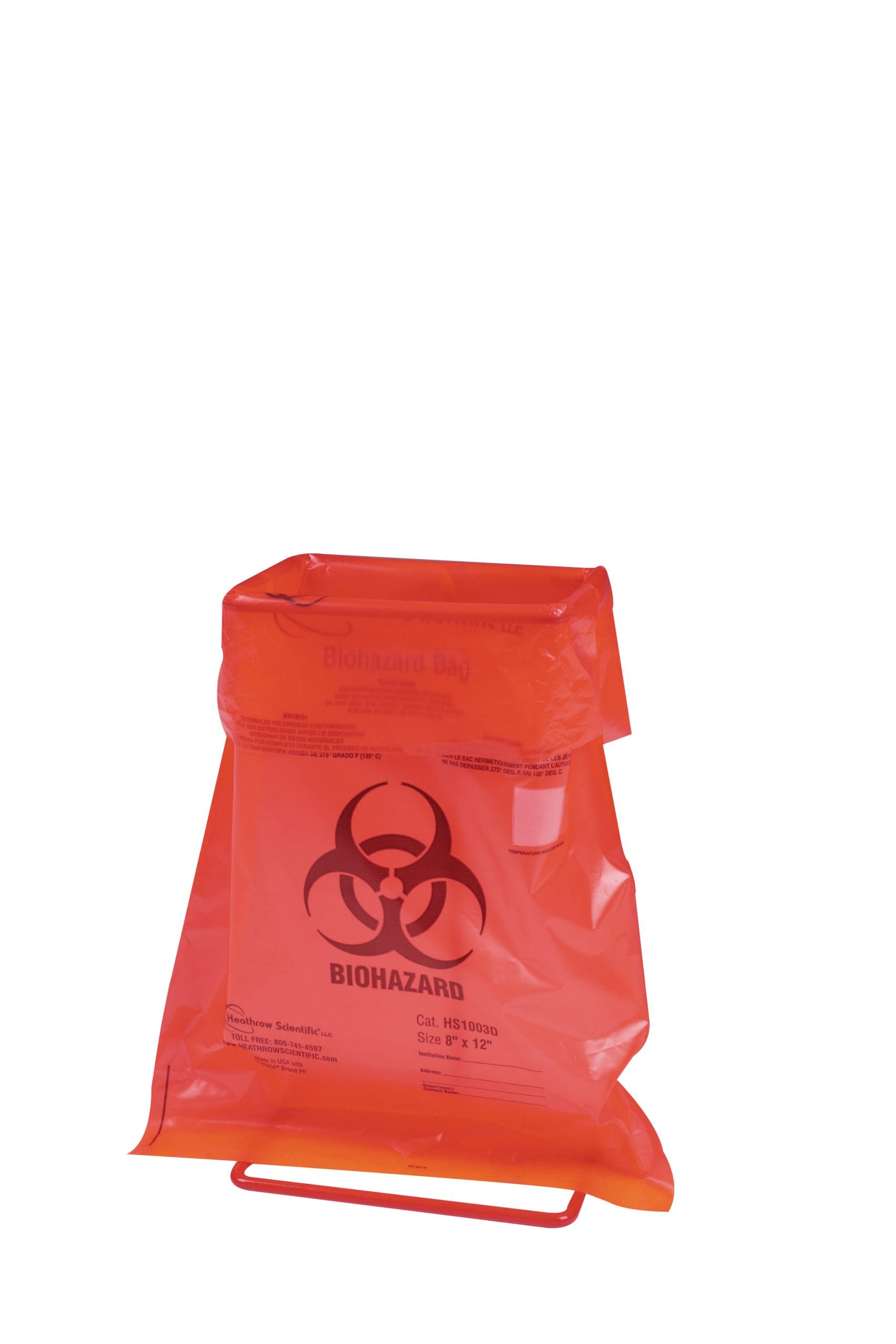 Biohazard Bags, PP 8x12" (203x305mm), Red