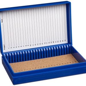 Premium Microscope Slide Box, 25-Place, Cork, Blue