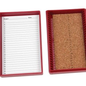 Premium Microscope Slide Box, 25-Place, Cork, Red