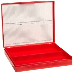 Microscope Slide Box, 100-Place, Red