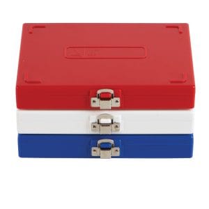 Premium Microscope Slide Box, 100-Place, Foam, Red