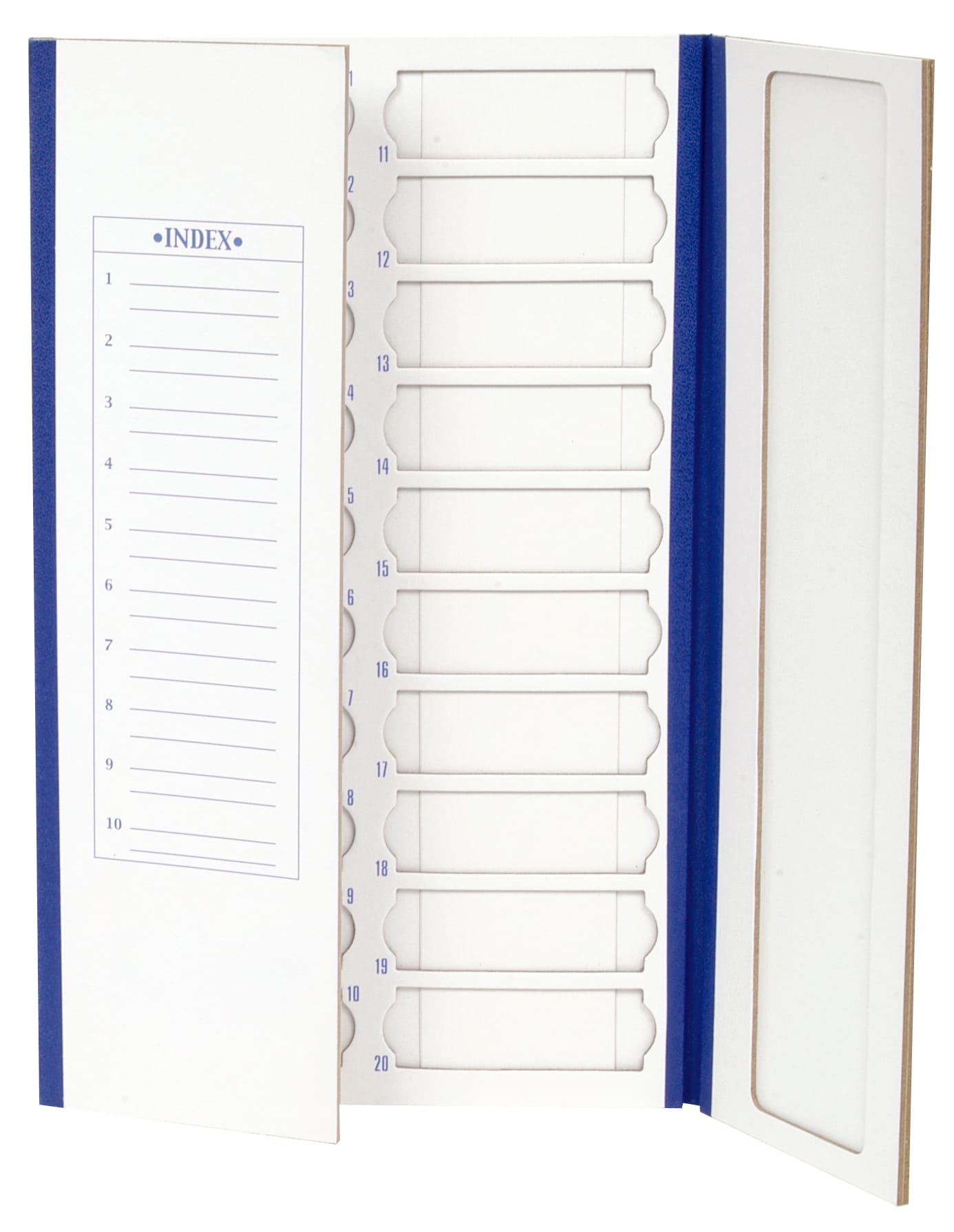 20-Place Cardboard Slide Tray, Blue Trim